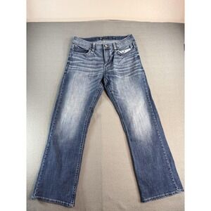 BKE Tyler Jeans Mens 33x32 Med Wash Blue Relaxed Bootcut Stretch Denim Casual